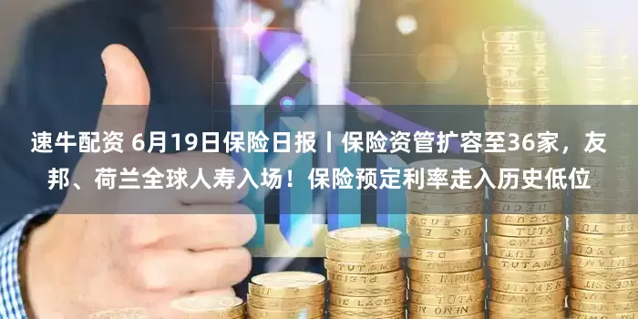 速牛配资 6月19日保险日报丨保险资管扩容至36家，友邦、荷兰全球人寿入场！保险预定利率走入历史低位